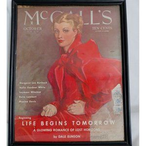Original Vtg.  Mc Call's Magazine Cover October 1934 With 3 Postage Stamps on it